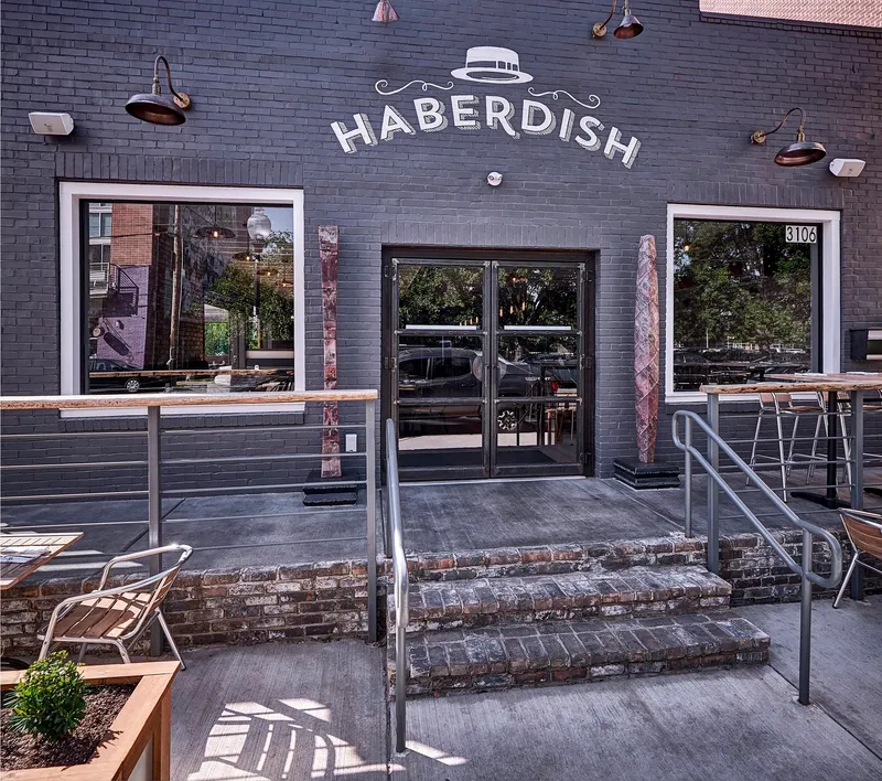 Haberdish’s brick storefront and front steps in Charlotte’s NoDa neighborhood