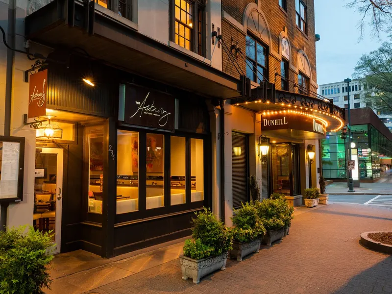 The Asbury’s entrance at The Dunhill Hotel in Uptown Charlotte